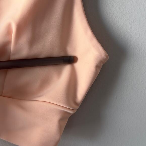 Lulus Triangle Bikini Top Light Orange Orange Stretch ruched light support swim - Picture 5 of 10